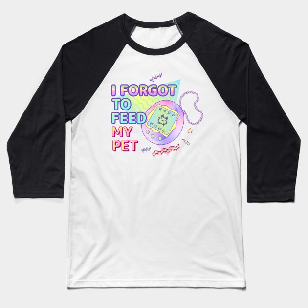 Y2K Retro Tamagotchi Pet Graphic Baseball T-Shirt by thatsy2k